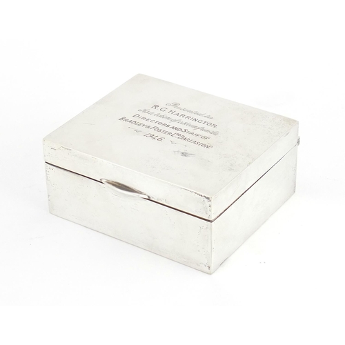 2258 - Rectangular silver cigarette box with hinged lid, impressed SILVER, 4.5cm H x 10.5cm W x 8.5cm D, 35... 