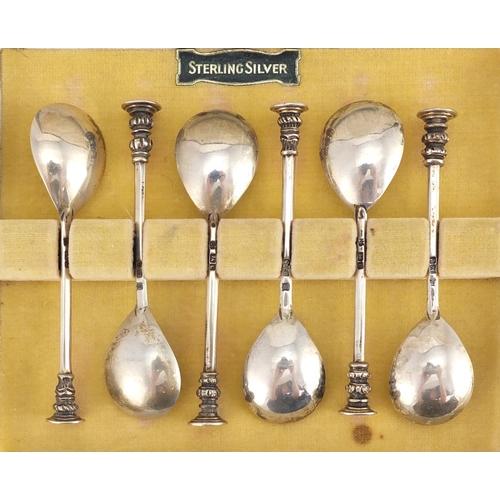 2257 - Set of six silver teaspoons by Thomas Bradbury, London 1946, with fitted case, 10cm in length, 92.6g
