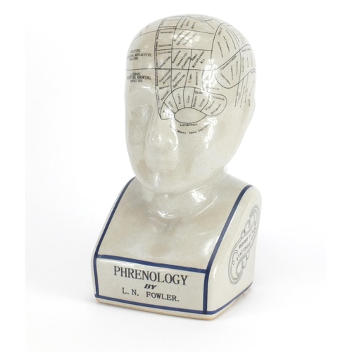 2066 - Crackle glazed porcelain phrenology head, 28cm high