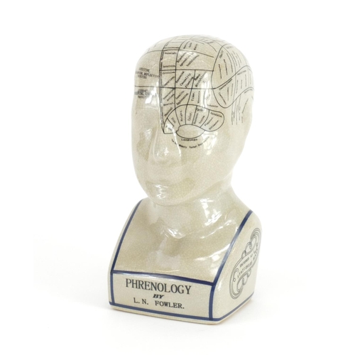 2178 - Crackle glazed porcelain phrenology head, 23cm high