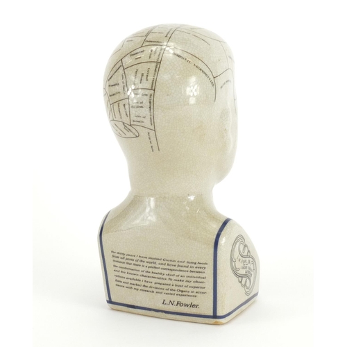 2178 - Crackle glazed porcelain phrenology head, 23cm high