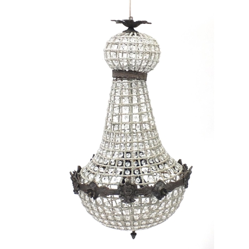 2031 - Ornate gilt metal and glass chandelier, 70cm high