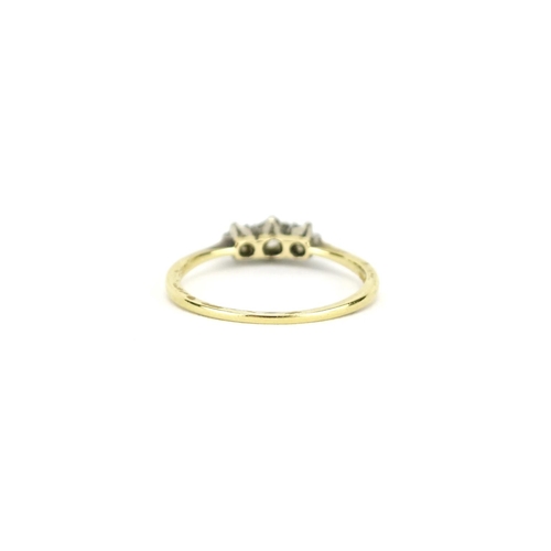 2354 - 18ct gold diamond three stone ring, size N, 1.9g