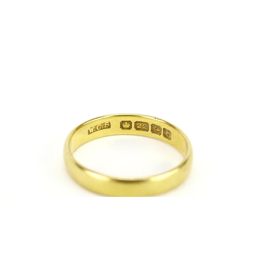 2346 - 22ct gold wedding band, size Q, 4.2g