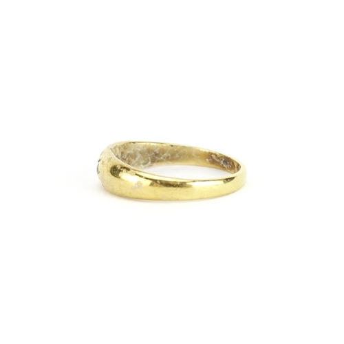 2348 - 18ct gold diamond Gypsy ring, size N, 4.2g