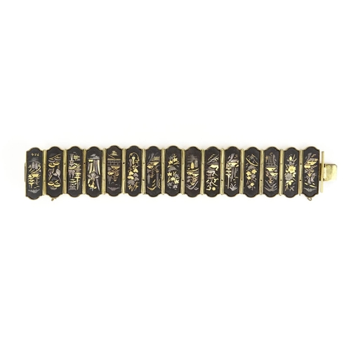 2460 - Japanese damascene bracelet, 17cm in length