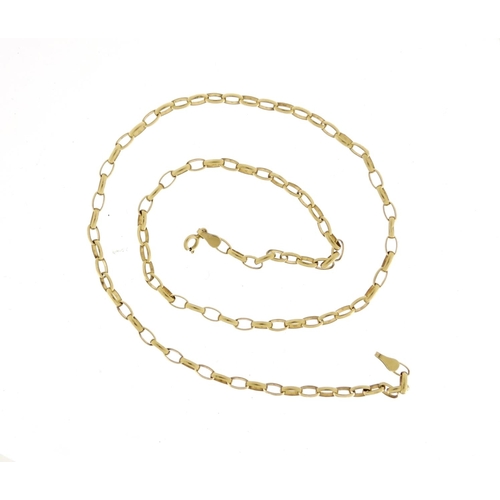 2356 - 9ct gold belcher link necklace and a 9ct gold pearl ring, size O, 5.4g