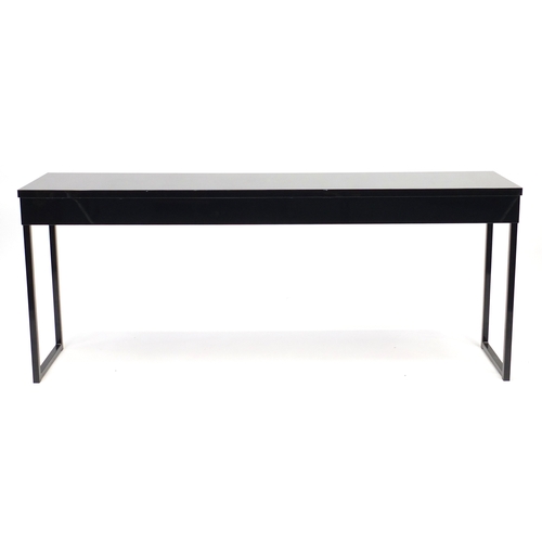2017 - Black high gloss console table with two drawers, 74cm H x 180cm W x 40cm D