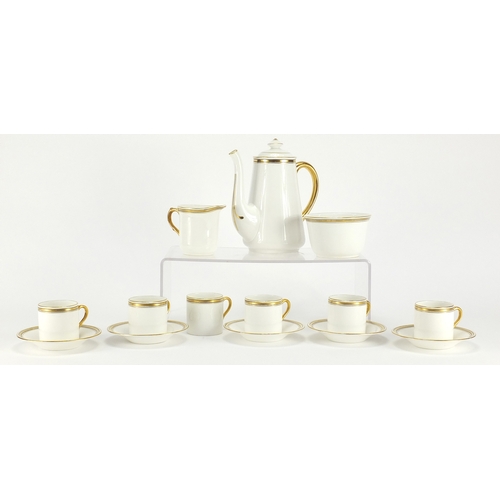 2090 - Shelley six place coffee service with gold rim, pattern number 11330, the largest 18cm high