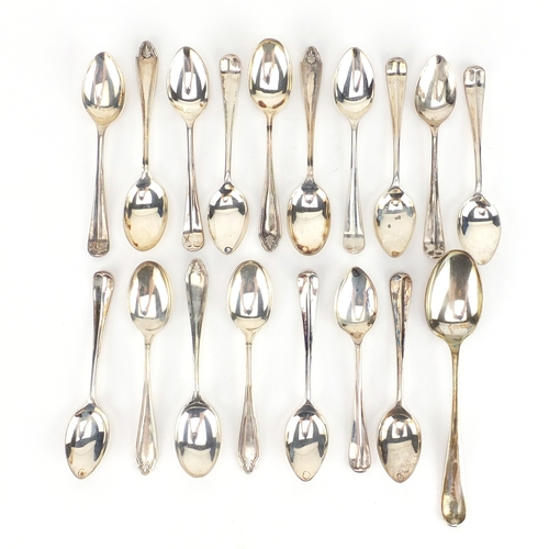 2273 - Eighteen silver teaspoons including a set of eleven and a set of six, various hallmarks, the largest... 
