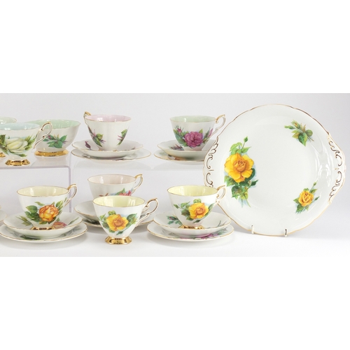 2136 - Paragon six World Famous Roses tea service by Harry Wheatcroft