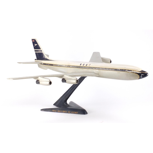74 - 1950's BOAC cast aluminium advertising model of the Rolls Royce 707 jetliner on stand, 63cm in lengt... 
