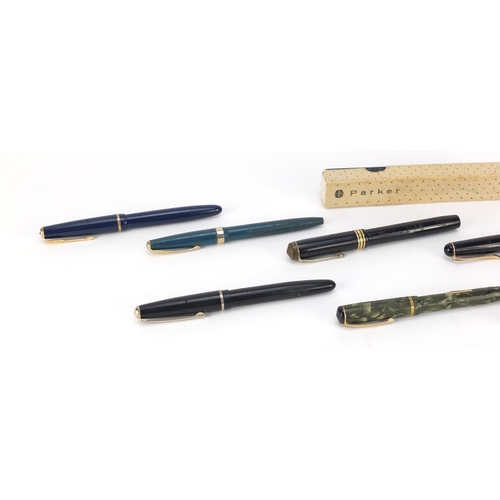 133 - Fountain pens including Mont Blanc Mont Rosa, Parker, Conway Stewart, Burnham and Sheaffer, some wit... 