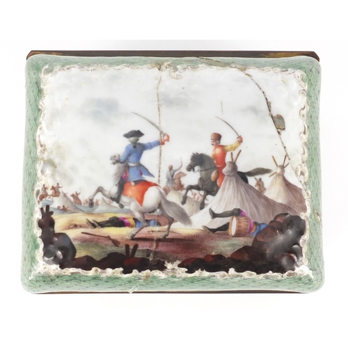 790 - 19th century continental porcelain casket with gilt interior probably German, finely hand painted wi... 
