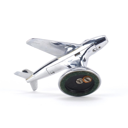 93 - Dunhill chrome table lighter in the form of an aeroplane, 16cm in length