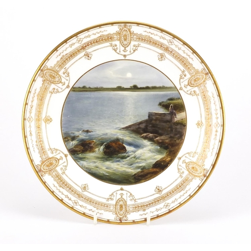 772 - Royal Worcester cabinet plate hand painted with an Indian river scene by Harry Davis in 1926, for Si... 