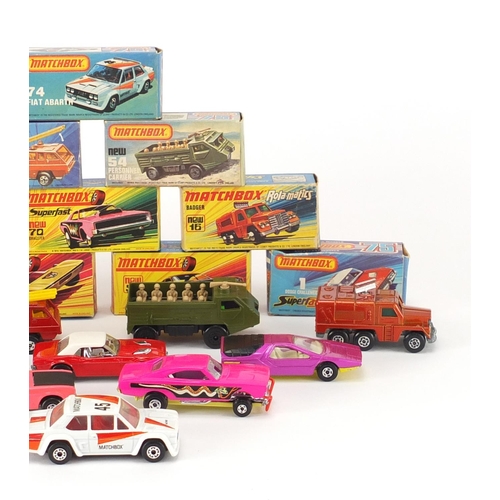 346 - Ten vintage Matchbox die cast vehicles with boxes including Rolamatics and Superfast comprising numb... 