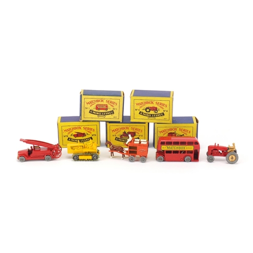 338 - Five Matchbox Series die cast vehicles with boxes comprising numbers no.4, no.5, no.7, no.8 and no.9