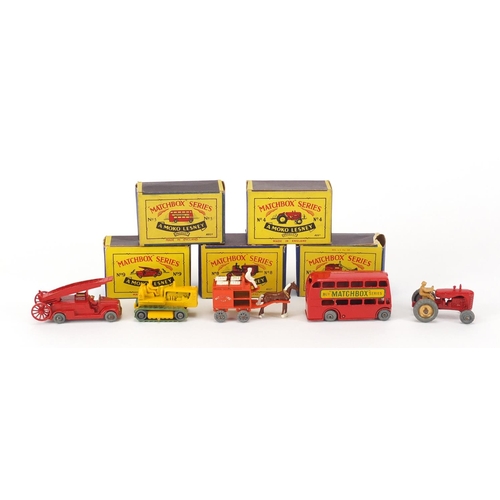 338 - Five Matchbox Series die cast vehicles with boxes comprising numbers no.4, no.5, no.7, no.8 and no.9