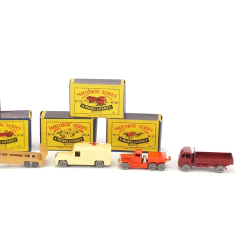 339 - Six Matchbox Series die cast vehicles with boxes comprising numbers no.10, no.14, no.15, no.16 no.20... 