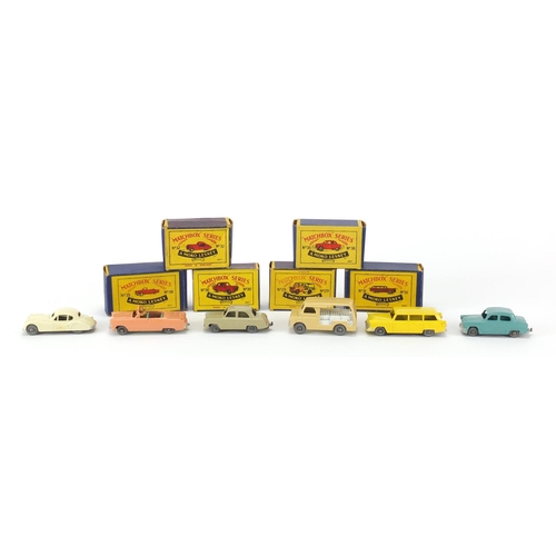340 - Six Matchbox Series die cast vehicles with boxes comprising numbers no.29, no.30, no.31, no.32, no.3... 