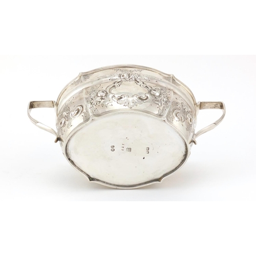 884 - Victorian silver twin handled sugar bowl by George John Richards & Edward Charles Brown, embossed wi... 