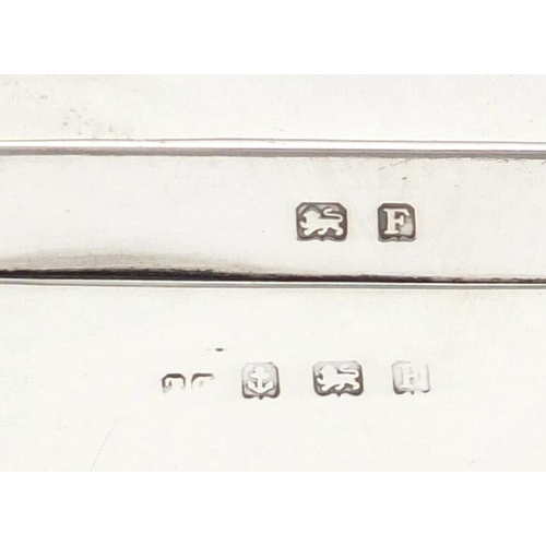 895 - Rectangular silver cigarette box raised on four feet, indistinct makers mark, Birmingham 1930, 14.5c... 