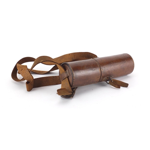 66 - Victorian leather bound four drawer telescope by A Rofs of London, dated December 25th 1861, 20.5cm ... 