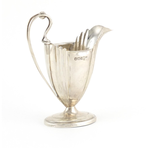 874 - Fluted silver milk jug by Walker & Hall, Sheffield 1911, 13.5cm high, 133.2g