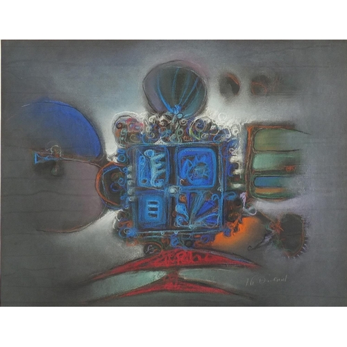 1237 - Henri Bournet Didonet - Abstract composition, pastel, inscribed to the mount, framed, 43.5cm x 33.5c... 