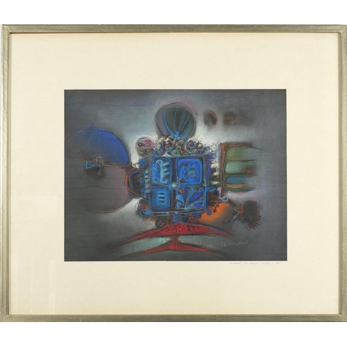 1237 - Henri Bournet Didonet - Abstract composition, pastel, inscribed to the mount, framed, 43.5cm x 33.5c... 