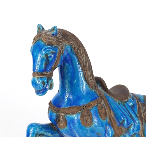 2284 - Chinese blue glazed tang style horse, 31.5cm high