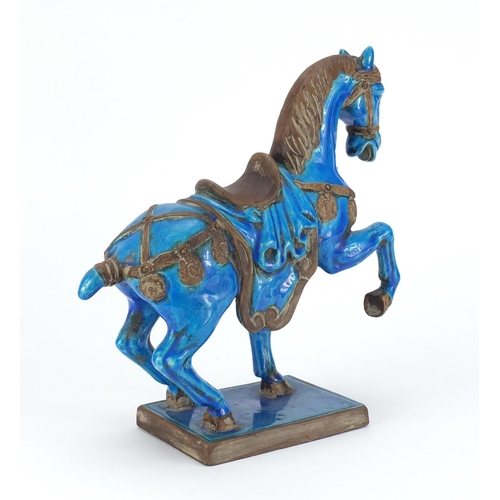 2284 - Chinese blue glazed tang style horse, 31.5cm high