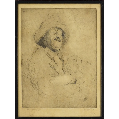 1476 - The Jolly Dutchman, 19th century etching, bearing an indistinct signature, framed, 34cm x 24.5cm