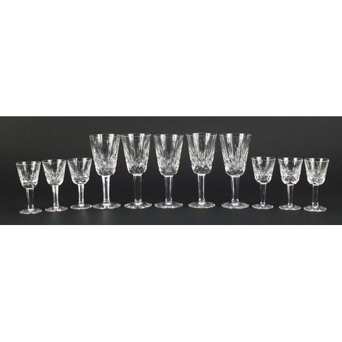 2426 - Two sets of five Waterford crystal Lismore pattern glasses, the largest 13cm high