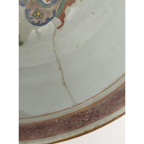 412 - Two Chinese porcelain bowls, including a Doucai example hand painted with fish and vases, the Doucai... 
