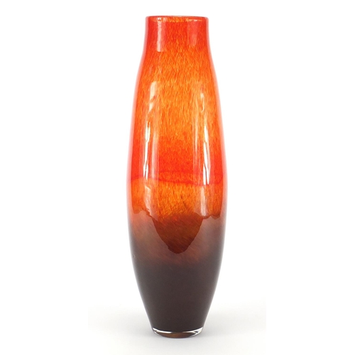 804 - Large Monart orange and brown art glass vase, 45cm high