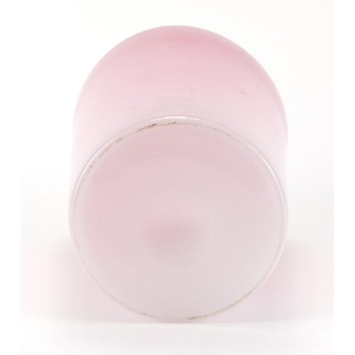 803 - Large Monart pink and white art glass vase, 25cm high
