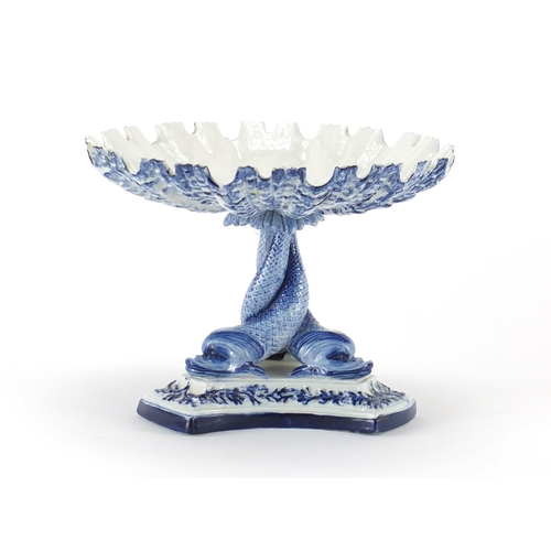 775 - Royal Worcester porcelain comport with dolphin supports, impressed marks to the base, 14cm high x 18... 