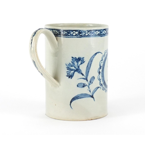 753 - 18th century pearlware tankard, inscribed Nathaniel & Ann Neeld 1781, C E Hanley Collection label to... 