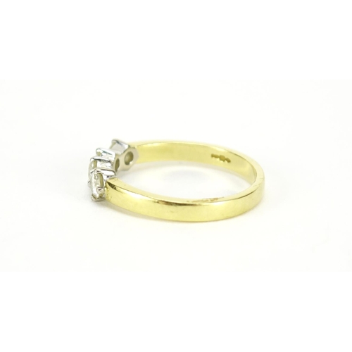 999 - 18ct gold diamond four stone ring, size N, 3.5g