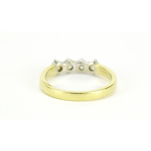 999 - 18ct gold diamond four stone ring, size N, 3.5g