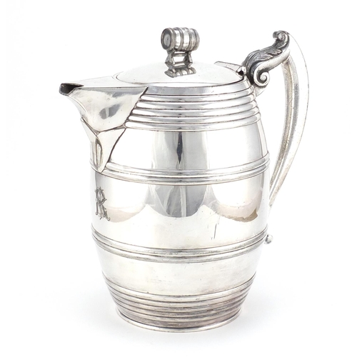 72 - 19th century Stimpson's patent double wall pitcher, impressed and applied marks to the base, 26cm hi... 