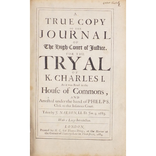 191 - True copy of The Journal of The High Court of Jubilee for The Trial of King Charles I, 17th century ... 