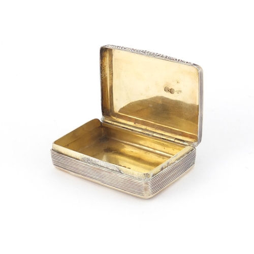 894 - Georgian silver snuff box by Edward Edwards, with hinged lid and gilt interior, London 1832, 6..5cm ... 