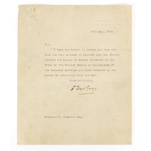 184 - David Lloyd George ink signature on a printed letter from 10 Downing Street, dated 20th May 1918, 23... 