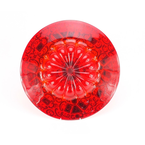 801 - Venetian ruby glass charger made for the Islamic market with jewelled decoration, 41cm in diameter