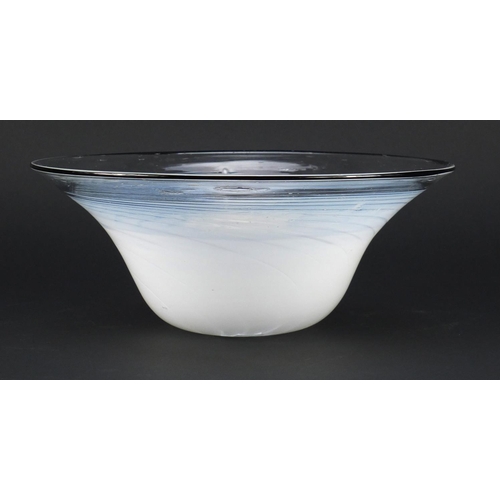 807 - Anthony Stern large white swirling art glass bowl, unsigned, 27.5cm in diameter