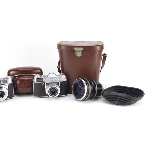 96 - Cameras and accessories including a Voigtlander Zoomar lens and Kodak Retina Reflex