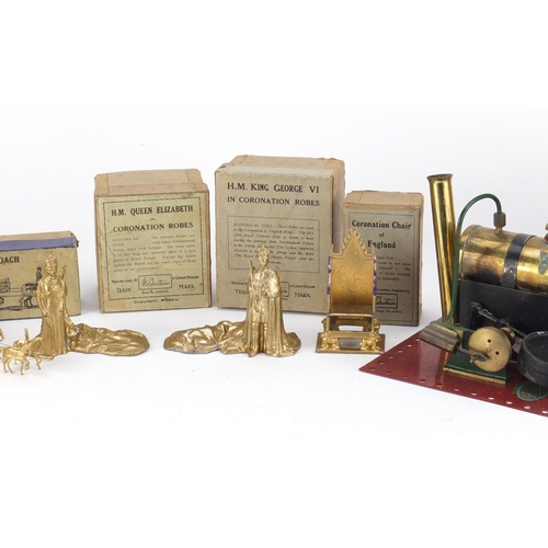 355 - Hobbies model steam engine and five Britains hand painted commemorative miniatures, all with boxes i... 